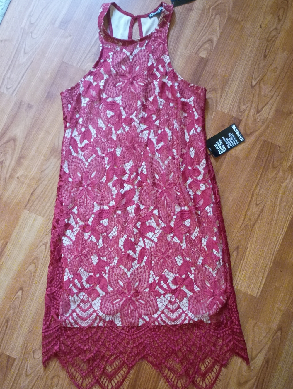 Express Lace Mini Dress in Burgundy